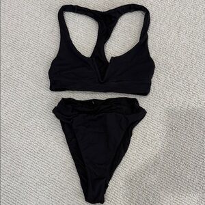 Vitamin A.  Women's Black Ribbed Swimwear Set